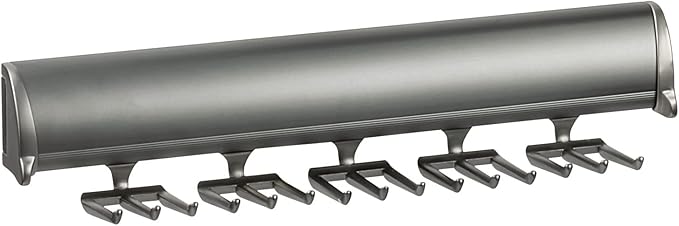 TAG Hardware Designer 15 Hook Full Extension Telescopic Tie Rack Closet Organizer (Slate)