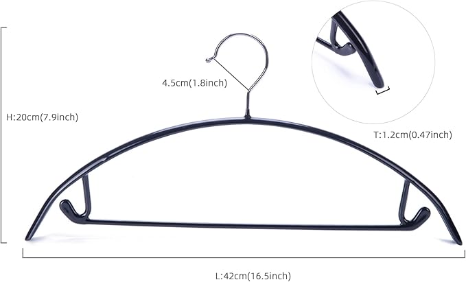Nature Smile Non Slip PVC Coating Sweater Hangers,Dress Suit Coat Hangers,Shoulder Bump Free Golf T Shirts Clothes Hangers (Black Color 20 Pack)
