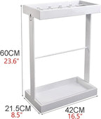 Metal Umbrella Holder Stand with Drip Tray and 4 Hooks White Commercial Grade Umbrella Rack for Storing up to 16 Umbrellas