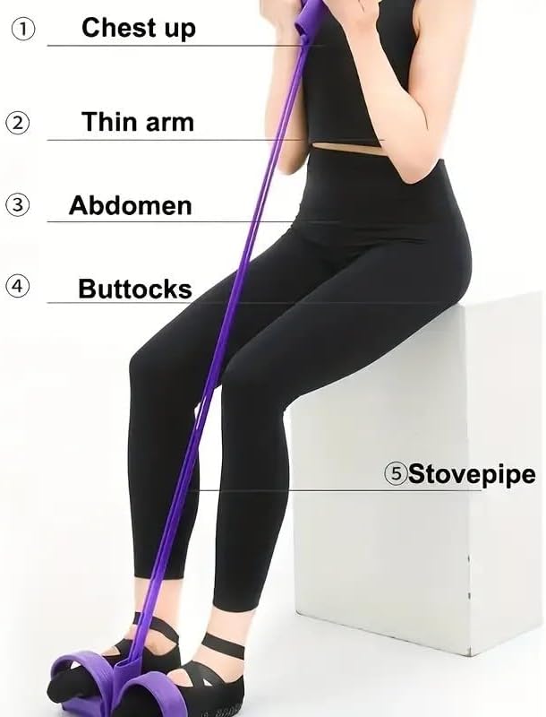 21 Fitness Resistance Bands-4 Tube Pedal Ankle Puller,Pedal Resistance Band with Handle,Resistance Bands,Strength Training, Tummy, Waist, Arm, Leg Slimming, Home Gym Exercise Equipment