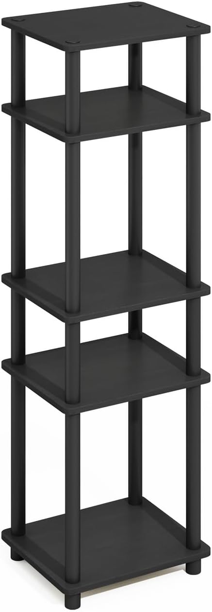 Furinno Turn-N-Tube Storage Shelves, Stackable Standing Shelf, Open Corner Shelf, for Organization and Storage, Living Room, Garage, Home Office, Americano