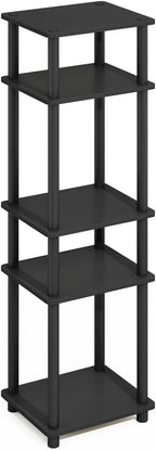 Furinno Turn-N-Tube Storage Shelves, Stackable Standing Shelf, Open Corner Shelf, for Organization and Storage, Living Room, Garage, Home Office, Americano