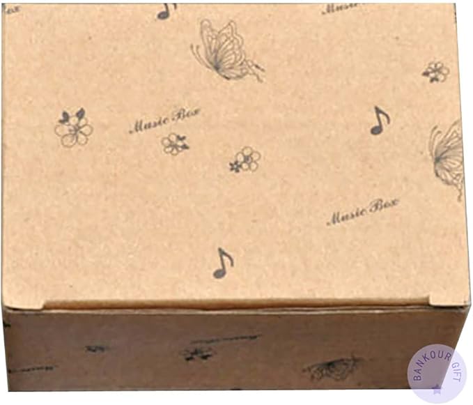 BinkeGG Play (Für Elise) Brown Wooden Hand Crank Music Box with Sankyo Musical Movement (65 Tunes Option)