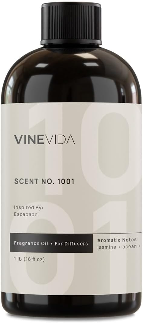 VINEVIDA [16 Fl Oz] Scent NO.1001 Inspired by Escapade Fragrance Oil for Cold Air Diffusers, Aromatic Notes of Jasmine Ocean Musk, Essential Oils for Diffuser Oil Refill & Air Freshener Room Spray