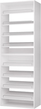 ROOMTEC Modular Closet System, 25.5" Shoe Shelf Closet Tower Wall-Mounted Closet Organizer, Wooden Tower for Walk-In Closets, Wardrobe Storage Kit, White