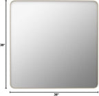 LOAAO 38X38 Inch Brushed Nickel Bathroom Mirror, Rounded Rectangle Silver Metal Frame Mirror, Brushed Nickel, Anti-Rust, Shatter Proof, Hangs Horizontally or Vertically