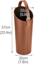 Indoor Entryway leather Umbrella bucket，Large Capacity Umbrella Storage stand，tall umbrella holder,For Hotel,Offices,home,Commercial(Beige+dark brown)