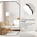 ANDY STAR Black Bathroom Mirror, 22x30 Inch Asymmetrical Mirror, Irregular Wall Mirror in Stainless Steel Metal Frame, Modern Scalloped Mirrors Ideal for Bathroom, Bedroom (Horizontal/Vertical)