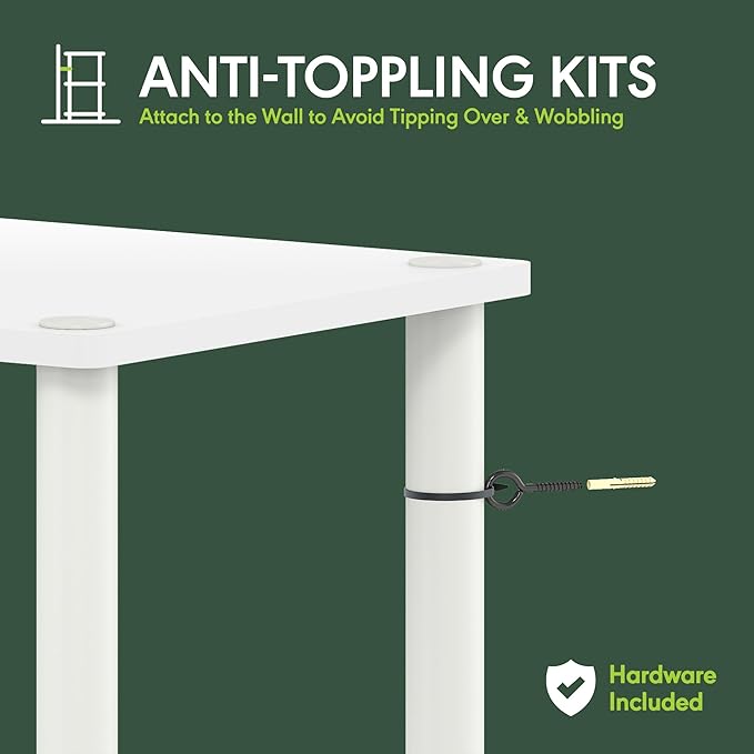 Furinno Turn-N-Tube Book Shelf, 4-Tier Bookshelf, Bookcase with Multipurpose Compact Display Rack, 11.6 x 23.6 x 43.2, for Living Room, Bedroom, Home Office, Sonoma Oak/White