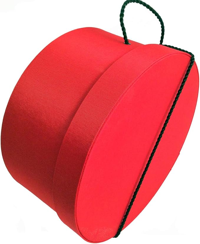 Sarah's Hat Boxes Classic Red Hat Box – 14.75" x 7.5" (Dia. x Ht.) Handmade in USA – Odorless Non-Toxic Adhesive, Cording Handle – Premium Storage for Hats & Accessories