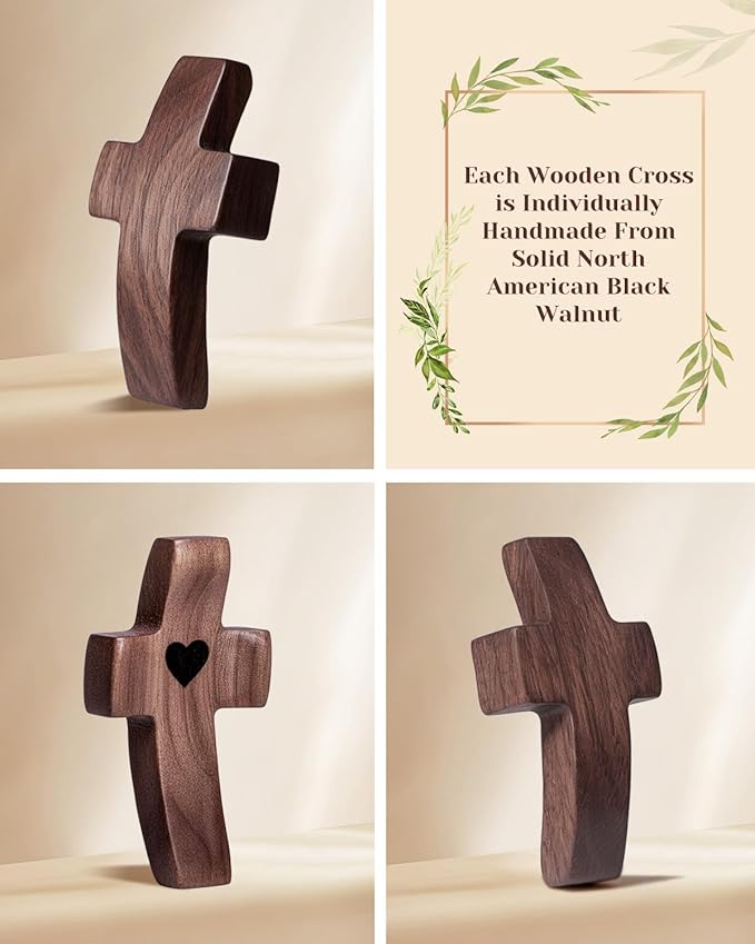 30-Pack Wooden Cross Fidget, Handmade Pocket Wood Crosses, Cross My Heart | Encouragement Gift, Relieve Anxiety for Yourself, Inspirational Easter Gift for Christian Faith, Prayer, Father Day Gifts