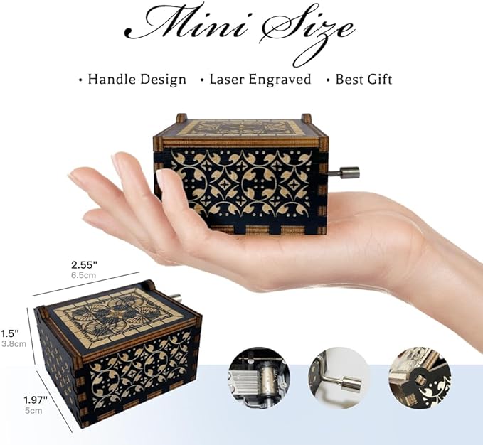 Teacher Appreciation Gifts for Women,Men,Hand Crank Antique Engraved Wood Music Boxes,Thank You Gift for Teacher on Christmas,Thansgiving Day,Birthday,Teacher's Day,Retired
