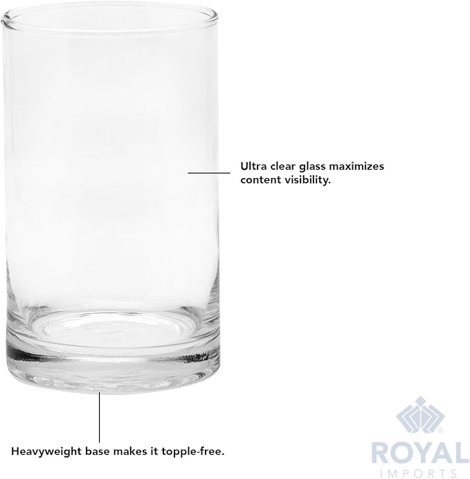 Royal Imports Flower Glass Vase Decorative Centerpiece for Home or Wedding - Cylinder Shape (4" Wide x 12" Tall, Clear)