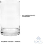 Royal Imports Flower Glass Vase Decorative Centerpiece for Home or Wedding - Cylinder Shape (5" Wide x 6" Tall, Clear)
