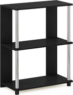 Furinno Jaya Simple Design 3-Tier Bookcase/Bookshelf/Display Rack with Stainless Steel Tubes, Americano