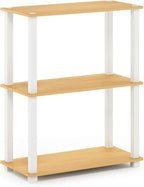 Furinno TURN-S-TUBE Storage Shelves, 3-Tier Book Shelf, Corner Shelf, Toolless Open Shelves, for Organization and Storage, Living Room, Garage, Home Office, Beech