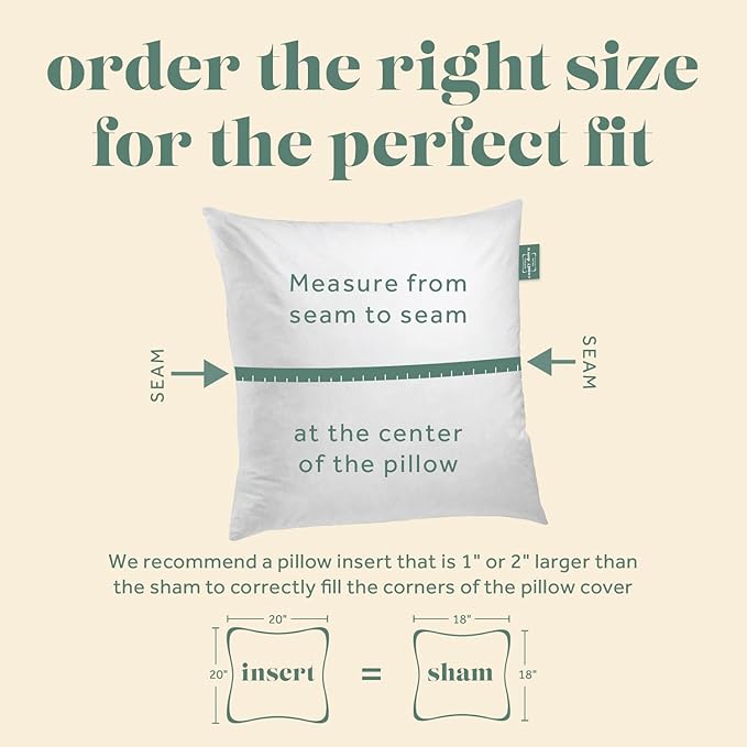 ComfyDown Set of Two20X20 Decorative Throw Pillow Insert, Down and Feathers Fill, 100% Cotton Cover 233 Thread Count, Square Pillow Insert - Made in USA