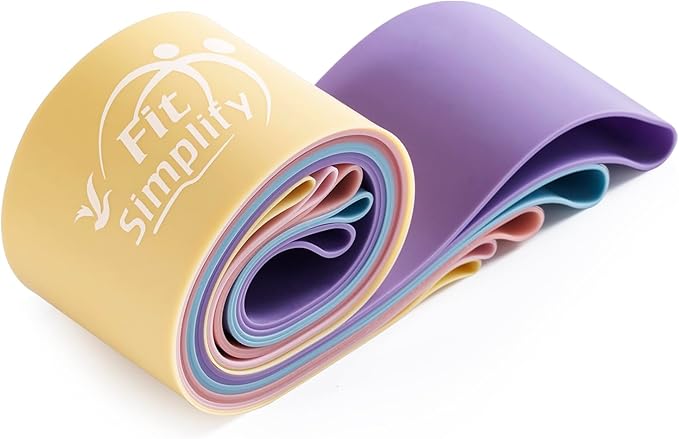 Fit Simplify Resistance Loop Exercise Bands with Instruction Guide and Carry Bag, Set of 5