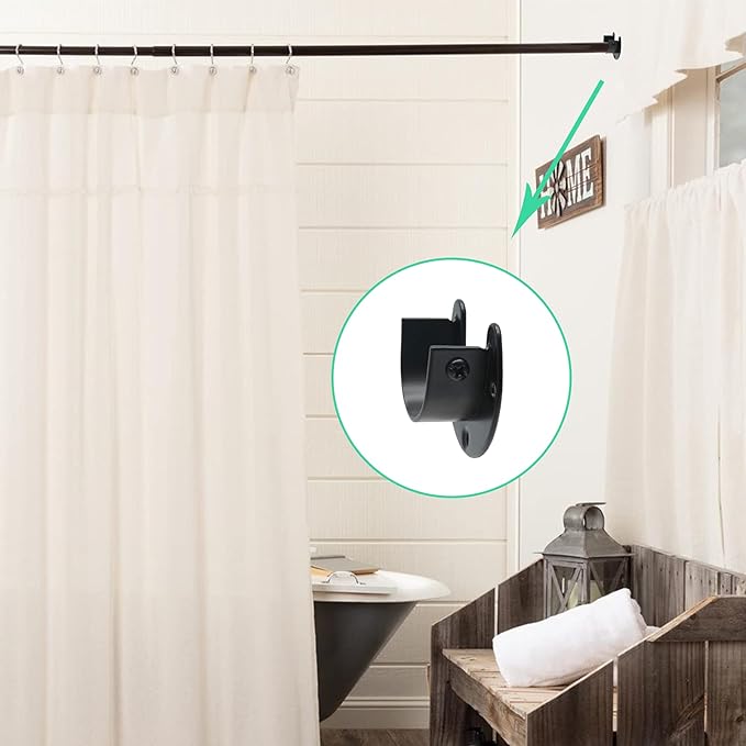 4PCS Heavy Duty Stainless Steel Closet Rod Bracket - 1 Inch Diameter U Shaped Socket Flange Holder End Supports, Black