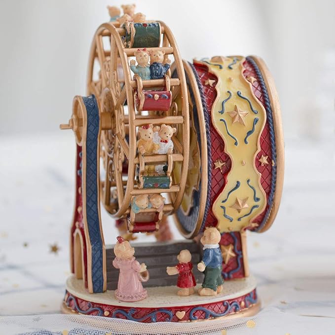 LOVE FOR YOU Gift Wrapped Music Box Bear Ferris Wheel Musical Decoration for Girls and Kids Sister Son Daughter Mom Granddaughter Grandma Niece Women Christmas Birthday Presents Gifts