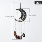 Agate Gemstone Big Dream Catcher 7 Chakra Tree of Life Dream Catcher with Crystal Stones Handmade Dreamcatcher Wall Decor for Adults Boys Girls,Bedroom,Garden,Bless Gift(Large Black Moon)