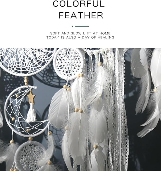 5 Pack Moon Phase Dreamcatcher Set Boho Wall Decor, Boho Macrame Wall Hanging Dream Catchers, for Home, Bedroom, Living Room, Witchy Gifts (Black)