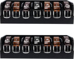 GTI Belt Organizer,2pcs 7 Compartments Belt Organizer for Closet and Drawer, Bamboo Display Case for Tie and Belt, Belt Storage Organizer for Men Women (Black)