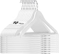 HOUSE DAY White Wooden Hangers 10 Pack, Solid Wood Hanger with Non Slip Pant Bar, Heavy Duty Wooden Coat Hanger for Closet, Smooth Finish Wood Clothes Hangers for Shirts, Suits Jackets, Dress