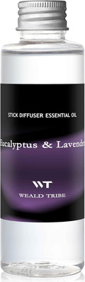 WEALD TRIBE Stick Scent Diffuser Oil Refill | Eucalyptus & Lavender Scent 4 fl oz(120ml) Home Fragrance Defusers | Scented Aroma Essential Oil ReedDiffuser Sets with 6 Sticks