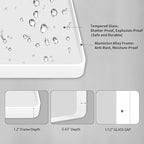 LOAAO 28x36 Inch White Metal Framed Bathroom Mirror for Wall, White Bathroom Vanity Mirror Farmhouse, Large Rounded Rectangle Mirror, Anti-Rust, Hangs Horizontally or Vertically