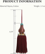 Luxury Tassels for Curtains and Furniture Knobs, 2 Pack - 8.4" Elegant Rayon Decorative Tassel, Silky Tassel Pendant for Cabinet Handles, Home Decor Accents (Blue)