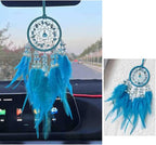 Dream Catcher for Rearview Mirror, Car Hanging Accessory, Lucky Charm Ornament Pendant Interior Decor (Blue)