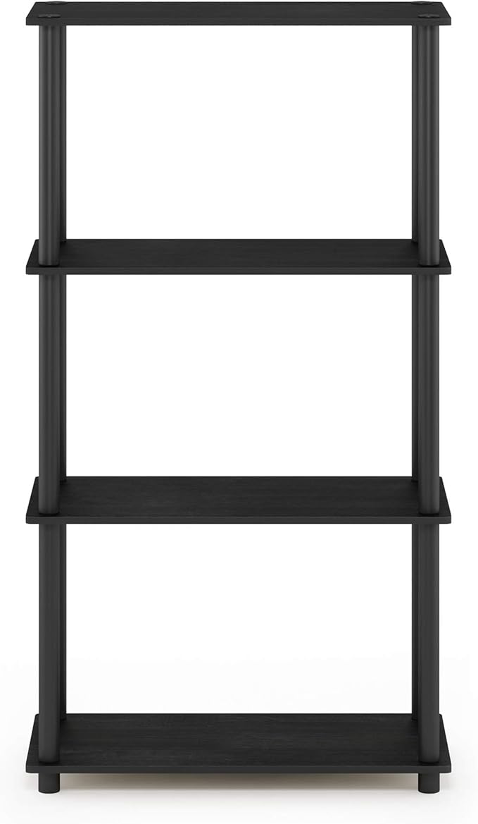 Furinno Turn-N-Tube 4-Tier Multipurpose Shelf Display Rack, Round Tubes, Americano/Black