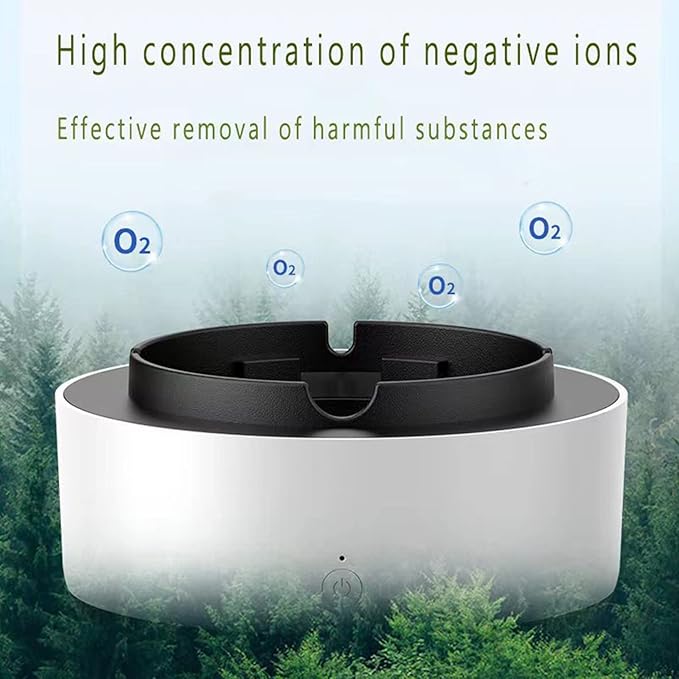 Indoor Ashtray - 2 in 1 Multifunctional Ashless Air Purifier with Filter Ashtray, Best for Family Car or Office (White)