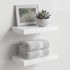 Homeforia White Floating Shelf 12 inch, High End Solid Real Wood Small 12inch Floating Shelves for Wall Mounted, White Wooden 12 in Floating Shelves, Heavy Duty Bracket, 12 X 6.5 X 1.75 inch, Set of 4