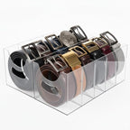 Belt Organizer 2pack,Acrylic Belt Organizer for Closet with Removable Dividers - 5 Compartments & Handles Drawer organization and storage for Purse,underwear, Socks, and Ties (2)