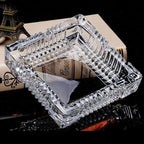 Handmade Glass Ashtray, Ashtray Ash Holder for Indoor or Outdoor Patio Desktop Office Smokers, Ash Tray for Tabletop Home Office Decor (Crystal, L)