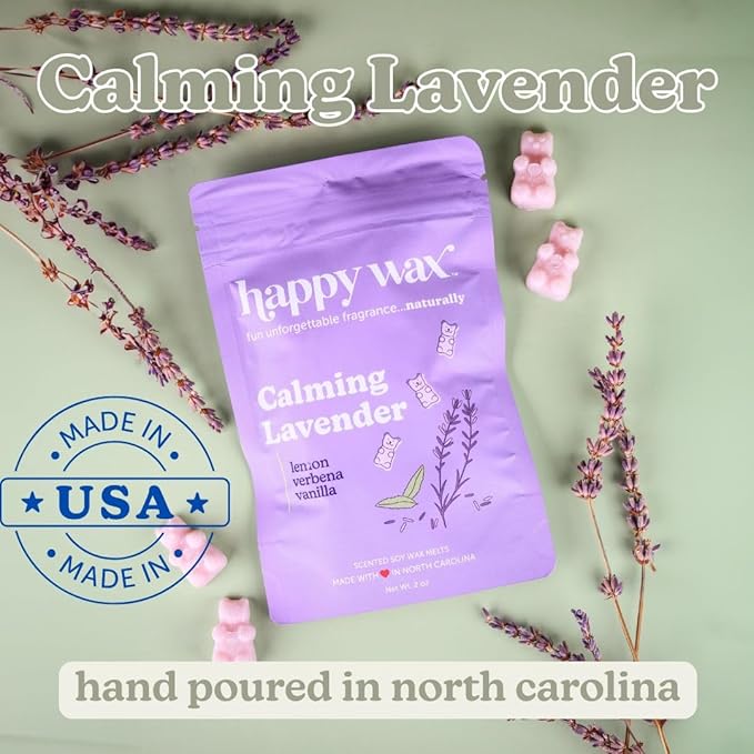 Happy Wax Clean Mix Collection Scented Natural Soy Wax Melts – 6 Total Oz. of Scented Wax Melts, Collection Includes Eucalyptus Spearmint, Lemon Verbena, and Calming Lavender