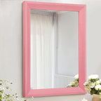 AAZZKANG Rectangle Mirror with Wood Frame Modern Farmhouse Wall Mirrors Decor Large 28"x20" for Bedroom Bathroom Living Room Pink