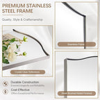 ANDY STAR 30"x48" Scalloped Mirror，Brushed Nickel Rectangle Bathroom Mirror with Curved Edge Stainless Steel Metal Frame, Large Wall-Mounted Mirror for Bathroom, Entryway (Horizontal/Vertical)