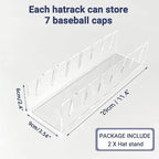 Hat Organizer for Baseball Caps, 2 Pcs No Install Acrylic Hat Stand for 14 Baseball Caps, Hat Racks for Caps Display and Organizer for Bedroom, Closet, Dresser, Office, Hat Holder