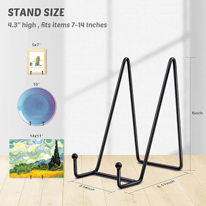 Display Stands Metal Frame for Picture Decorative Plates Book Photo Artistic Work Home Showrooms Ornaments Storage Stands with Shelves and Drawers (6 inches)