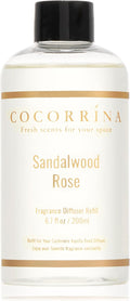 COCORRÍNA Refill - Sandalwood Rose 6.7 Fl.oz Reed Diffuser Refill with 8 Sticks