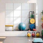 Ruomeng Home Gym Mirrors 14" x 12" x 16Pcs Wall Mounted Mirror Glass Frameless Full Length Mirror Tiles for Home Gym, Bedroom, Door & Bathroom