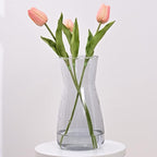 Glass Vases for Flowers, 8 Inch Tall Ins Modern Gray Crystal Clear Glass Vases for Centerpieces Home Desk Decoration, Decorative Glass Table Vase for Birthday Wedding Housewarming Gift