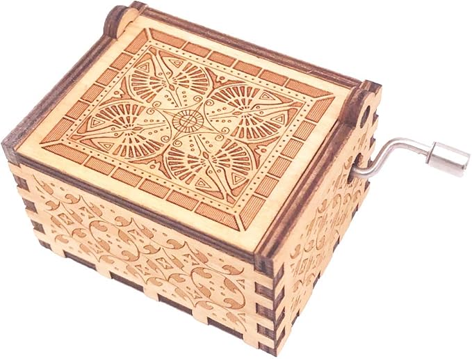 Lalaland Music Box Hand Crank Musical Box Carved Wooden,Play The Theme Song of Lalaland,Brown
