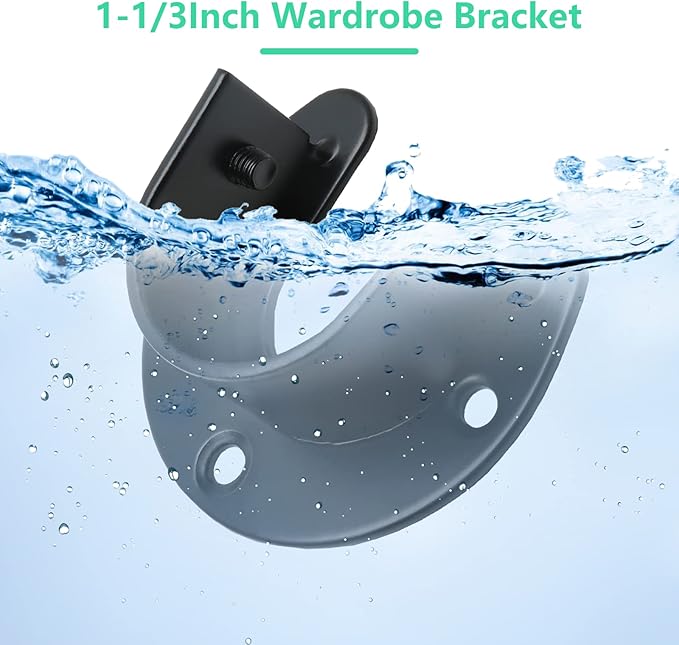 4PCS Stainless Steel Closet Rod Bracket, 1-1/3 Inch Diameter, Heavy Duty, U Shaped End Supports, Black