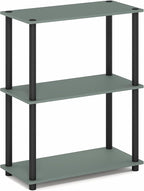Furinno Turn-N-Tube Storage Shelves, 3-Tier Book Shelf, Corner Shelf, Toolless Open Shelves, for Organization and Storage, Living Room, Garage, Home Office, Sage Green