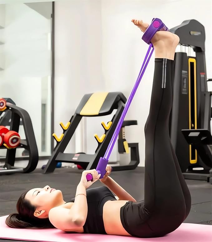 21 Fitness Resistance Bands-4 Tube Pedal Ankle Puller - 2023 New Sit up Leg Stretch Rope Exercise Bands with Handles, Stretching Workout Fitness Bands for Arm Weights Exercise Equipment