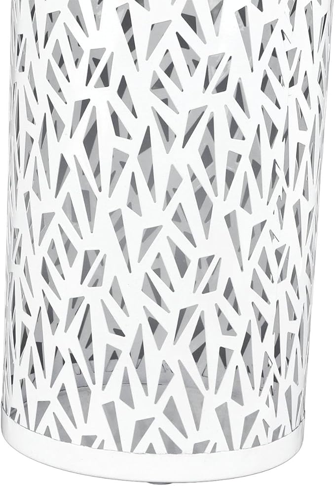 BEIJIALY Metal Umbrella Holder, Umbrella Stand Rack for Entryway, Metal Hollowed Freestanding Round Umbrella Holder Organizer Bin for Home Hotel Office Decor(White Small)